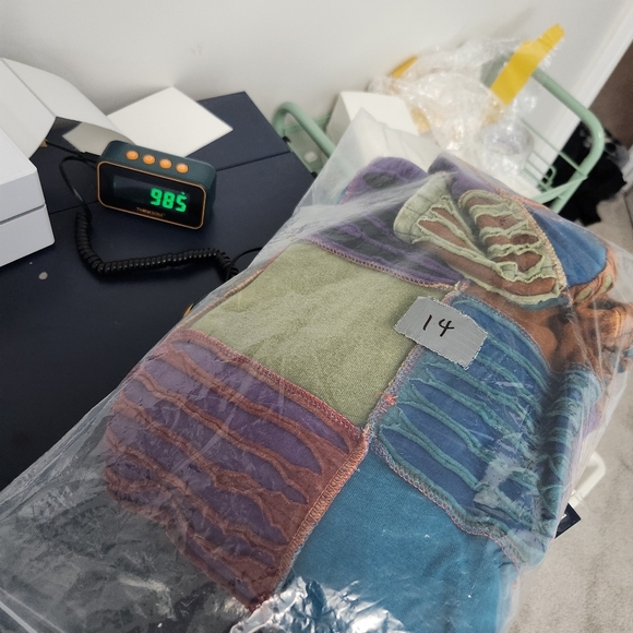 Ark Import Artsy Boho Faded Patchwork Hooded Fleece Lined Jacket Size M Hippi - Picture 14 of 16